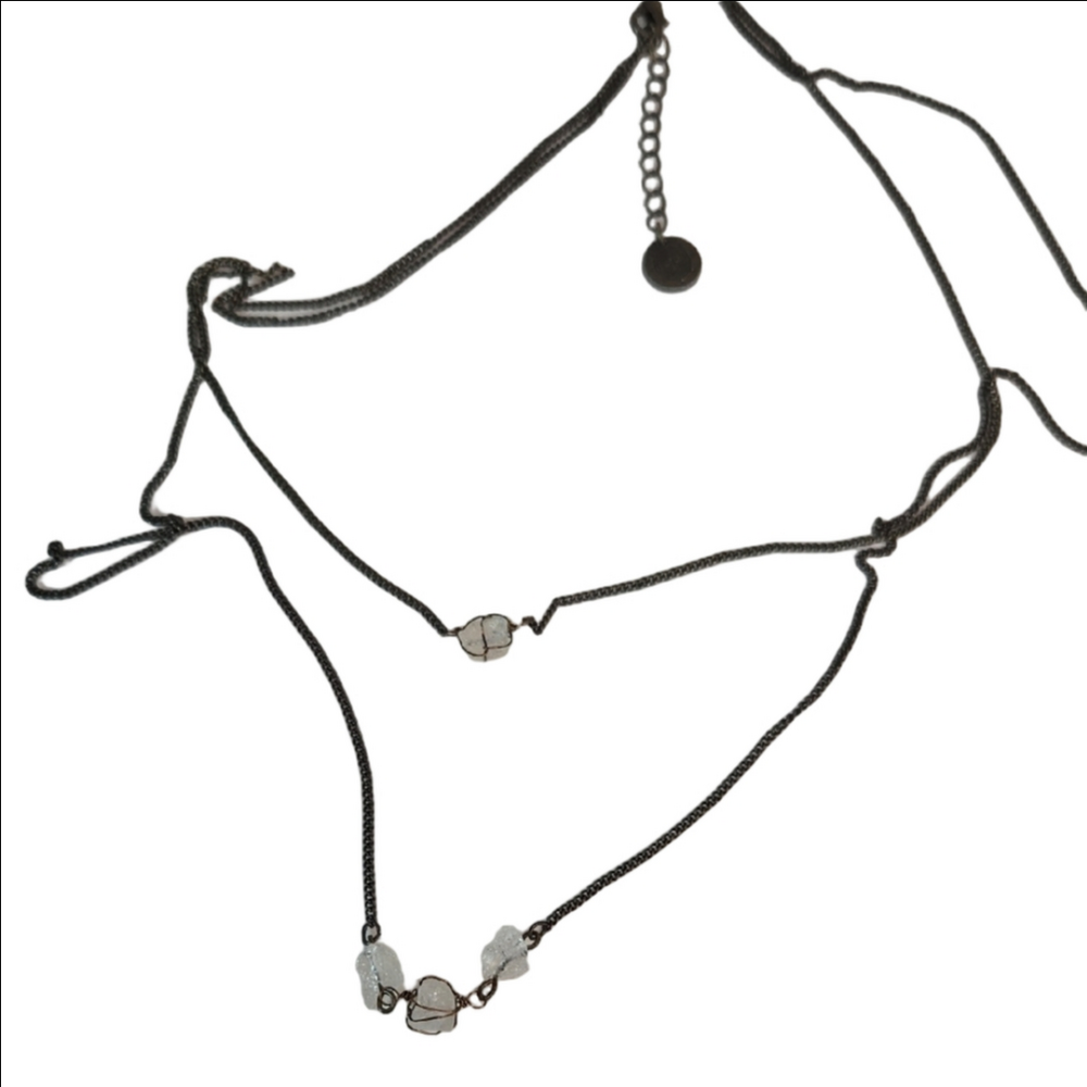 American West Bronze-Tone Double-Strand Necklace Crystal Accents Adjustable